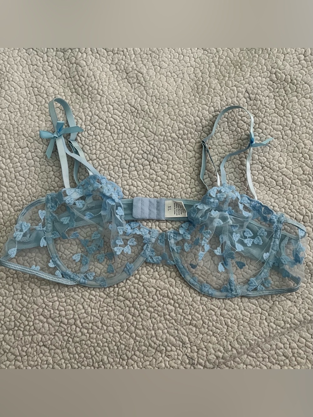 Light Blue Sheer Embroidered Underwire Bra/undie set Women